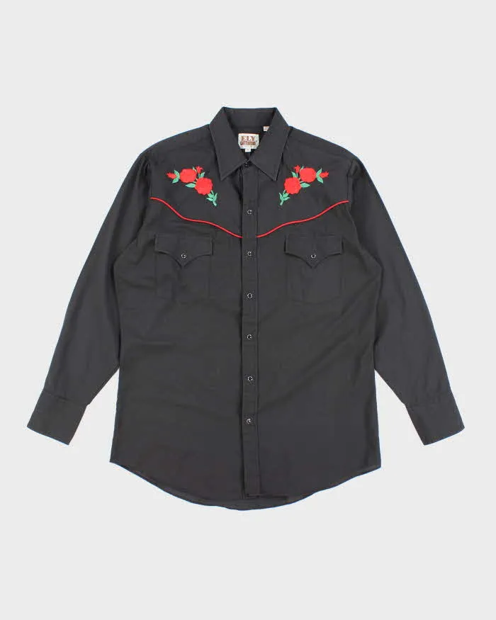 Vintage 80's Rose Embroidered Western Style Shirt - M sold by Rokit