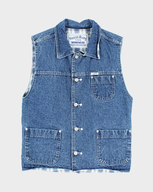 Vintage 80s Guess Jeans Workwear Sleeveless Denim Vest - M sold by Rokit