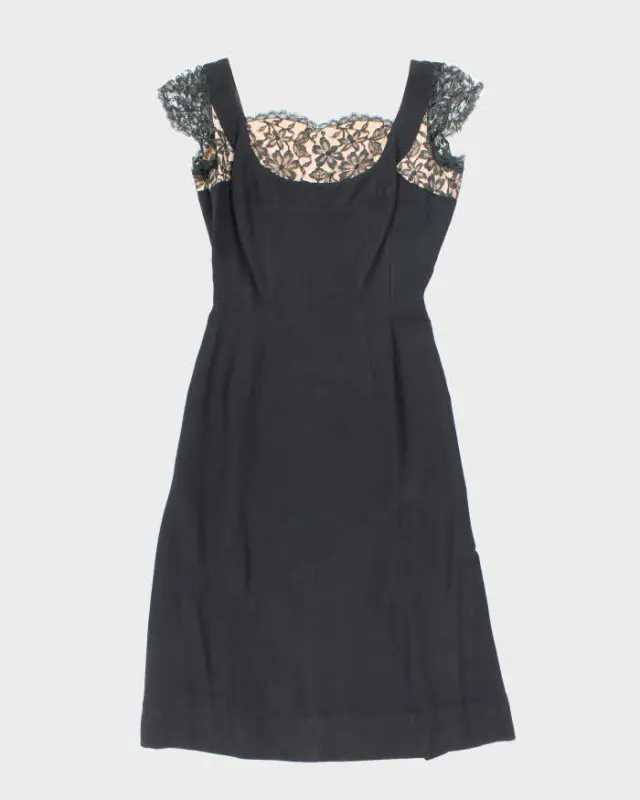 Vintage 50s Tea Time Fashions Black Dress - L sold by Rokit