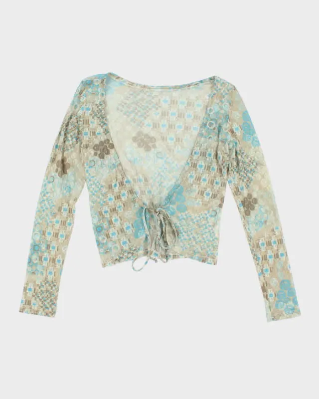 Vintage Y2k 00s Mesh Tie-Up Top - S sold by Rokit