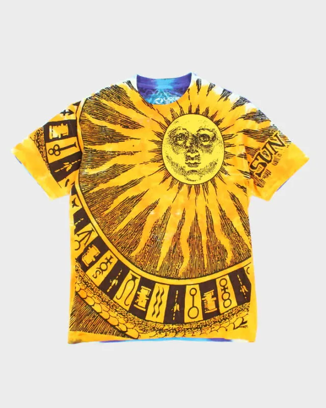 Vintage 2000's Liquid Blue All Over Print Sun Graphic T-Shirt - M sold by Rokit
