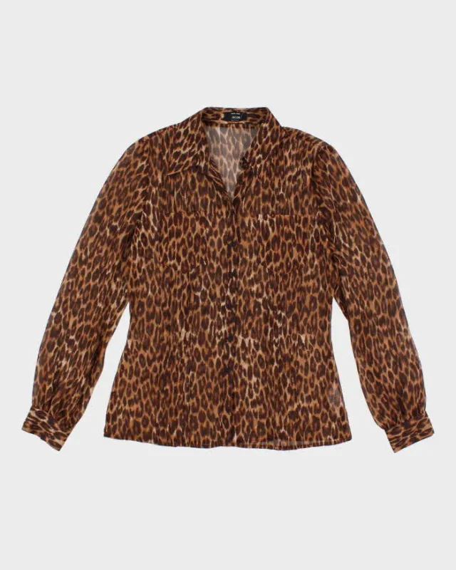 Vintage Y2k 00s Jacob Leopard Print Mesh Blouse - M sold by Rokit