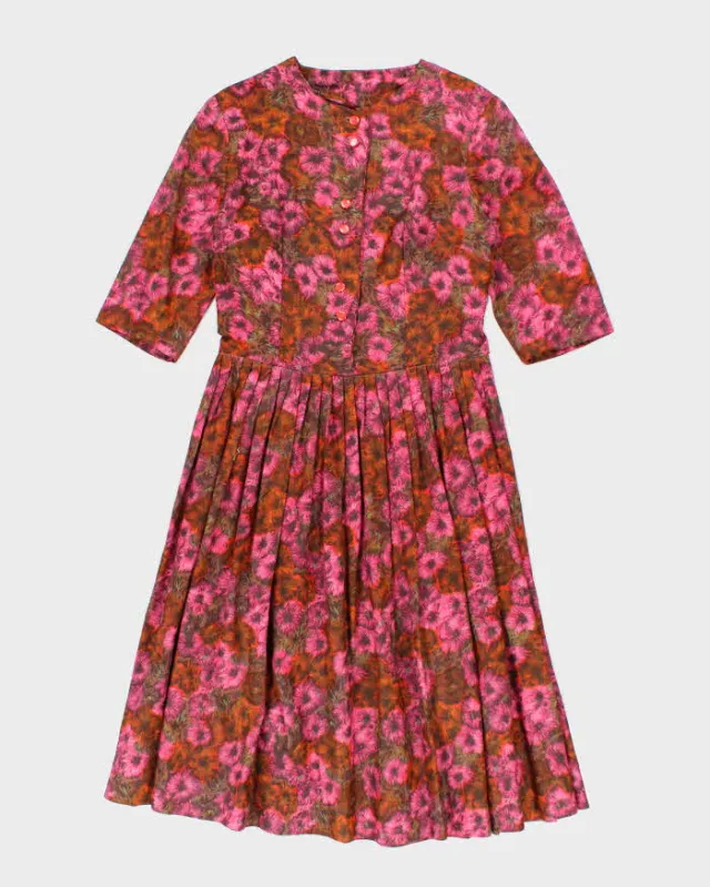 Vintage 50s Blue & Green A-Line Dress - S sold by Rokit