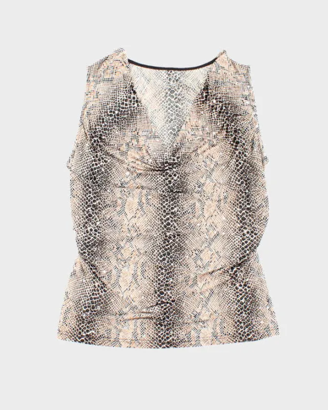 Vintage Y2k 00s Cowl Neck Animal Print Top - M sold by Rokit