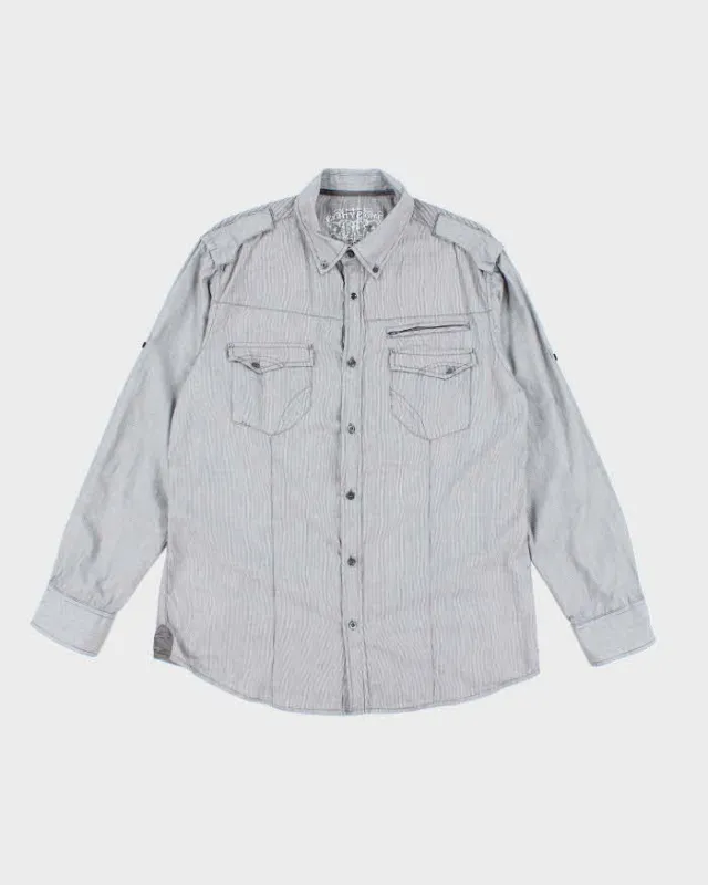 Vintage Y2K Eighty Eight Pin Striped Button Up Shirt - XL sold by Rokit