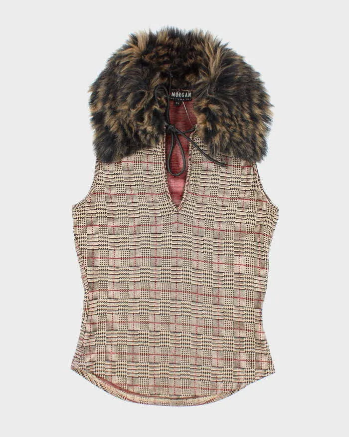 Vintage Y2k 00s Morgan De Toi Faux Fur Collar Top - S sold by Rokit
