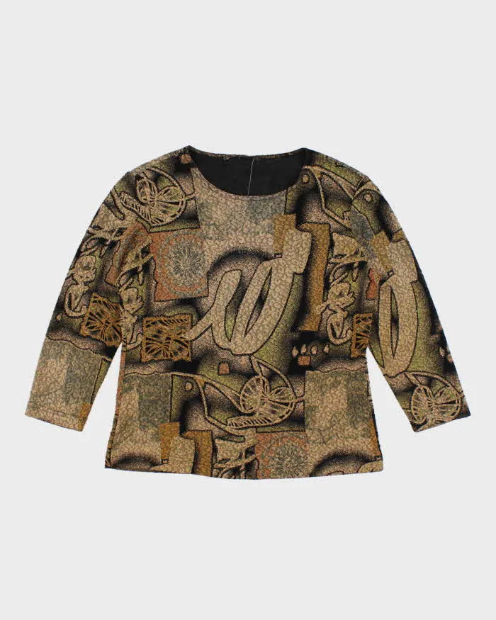 Vintage 90s Abstract Pattern Top - M sold by Rokit