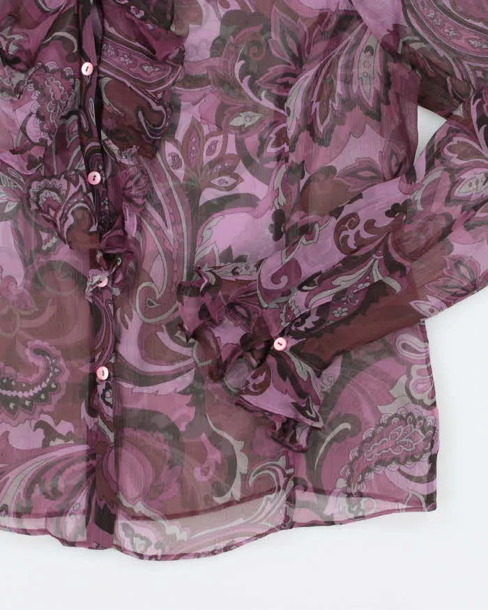 Vintage Y2k 00s Purple Ruffle Mesh Blouse - L sold by Rokit product image thumbnail 4