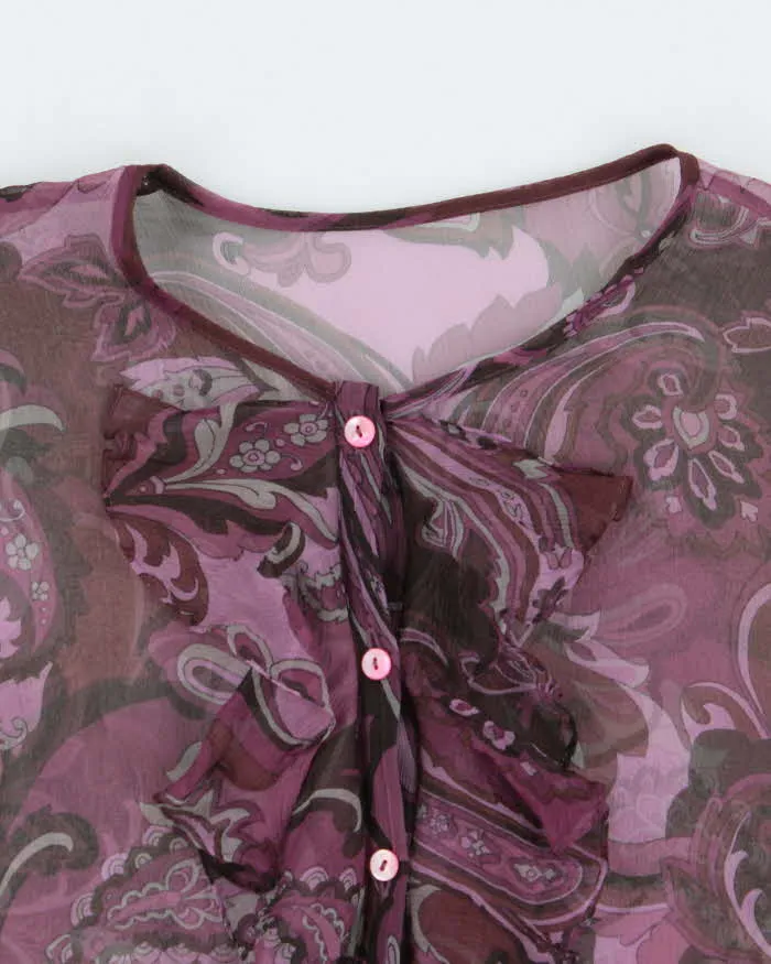 Vintage Y2k 00s Purple Ruffle Mesh Blouse - L sold by Rokit product image thumbnail 5