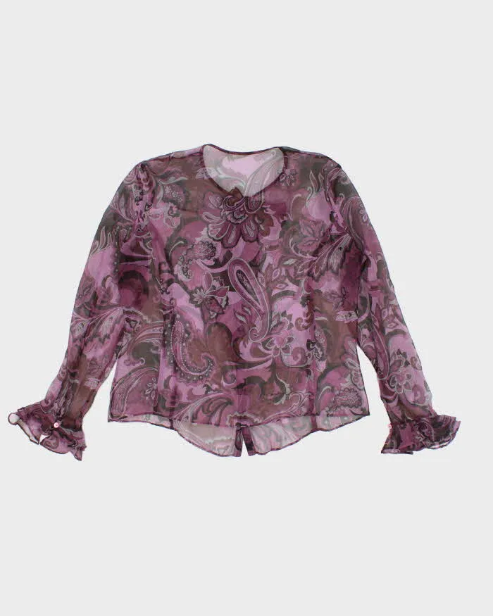 Vintage Y2k 00s Purple Ruffle Mesh Blouse - L sold by Rokit product image thumbnail 2