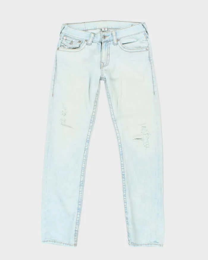 Vintage Y2K True Religion Light Wash Distressed Straight Fit Jeans - W32 L32 sold by Rokit