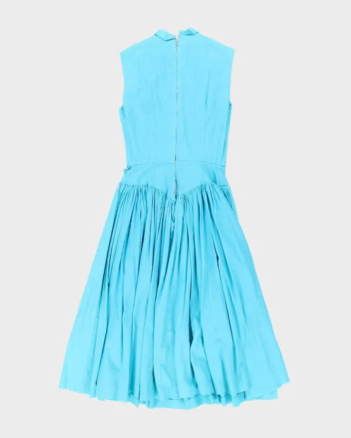 Vintage 50s Pleated Drop Waist Blue Dress - S sold by Rokit product image thumbnail 2