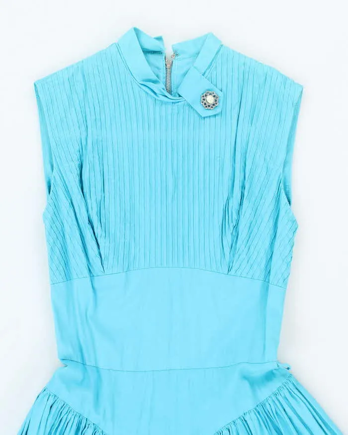 Vintage 50s Pleated Drop Waist Blue Dress - S sold by Rokit product image thumbnail 3