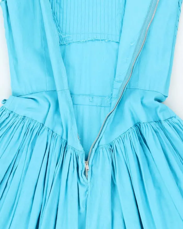 Vintage 50s Pleated Drop Waist Blue Dress - S sold by Rokit product image thumbnail 5