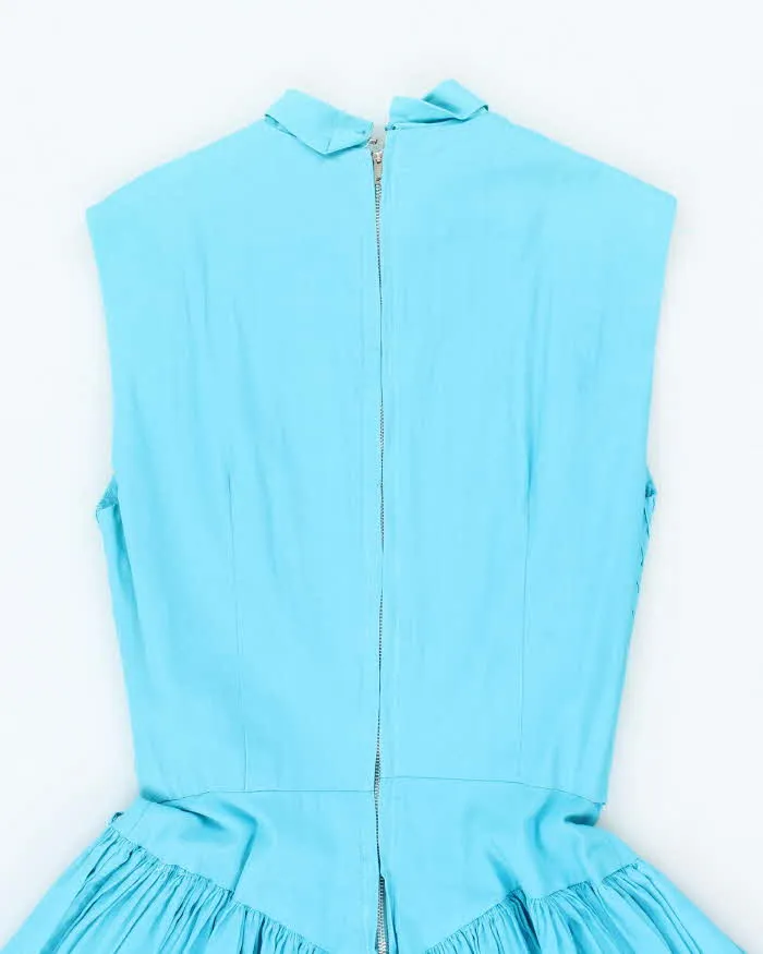 Vintage 50s Pleated Drop Waist Blue Dress - S sold by Rokit product image thumbnail 4