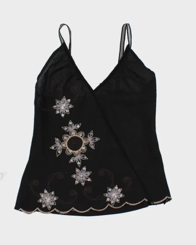 Vintage Y2k 00s Embroidered Black Cami - S sold by Rokit