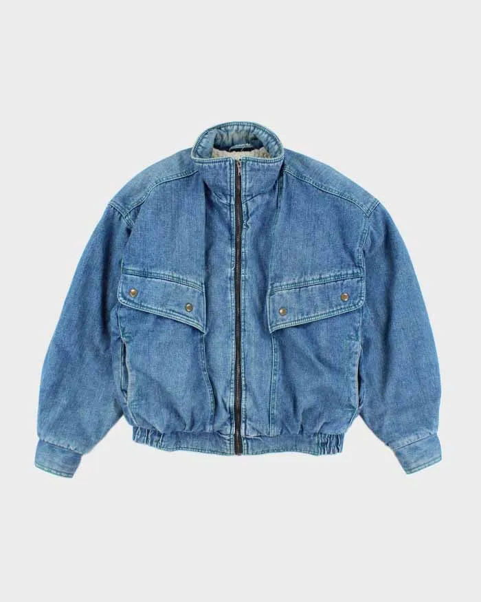 Vintage Women's Oversized Denim Bomber Jacket - L sold by Rokit