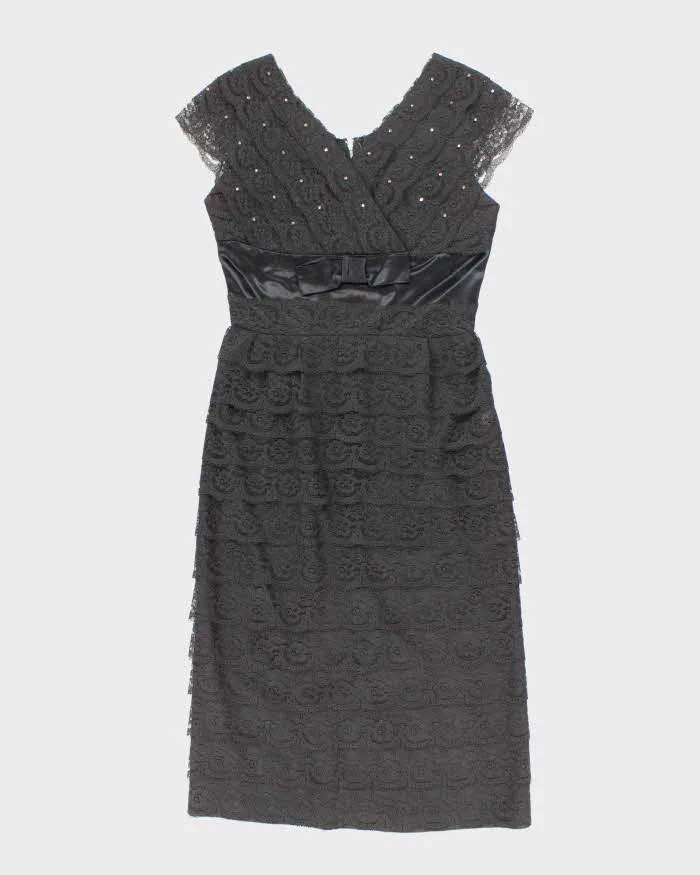 Vintage 50s Black Lace Rhinestone Dress - M sold by Rokit