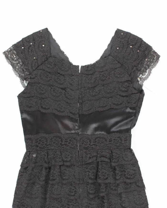 Vintage 50s Black Lace Rhinestone Dress - M sold by Rokit product image thumbnail 4