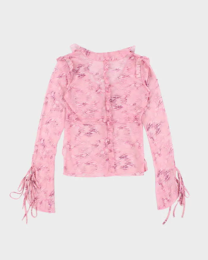 Vintage Y2k 00s Animal Print Mesh Tie -Up Top - M sold by Rokit product image thumbnail 2