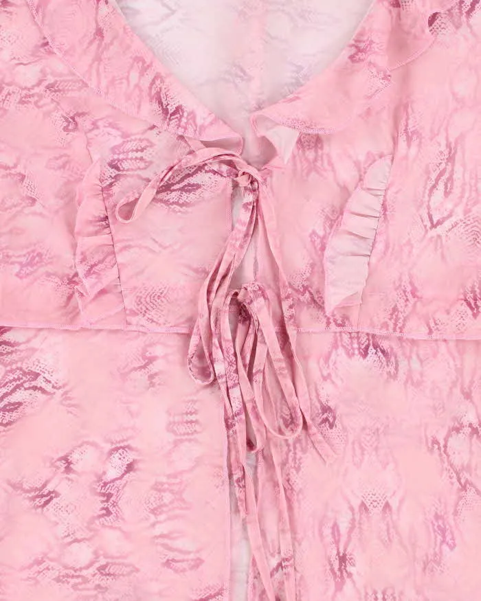 Vintage Y2k 00s Animal Print Mesh Tie -Up Top - M sold by Rokit product image thumbnail 3