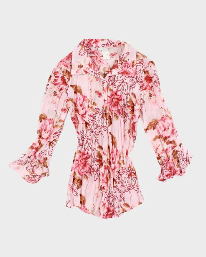 Vintage 90s Fairweather Studio Floral Mesh Crinkle Blouse - S sold by Rokit