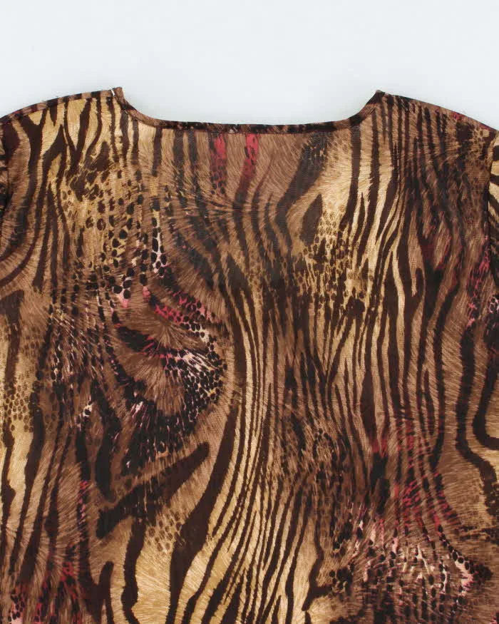 Vintage Y2k 00s Animal Print Double Mesh Ruched Top - L sold by Rokit product image thumbnail 5