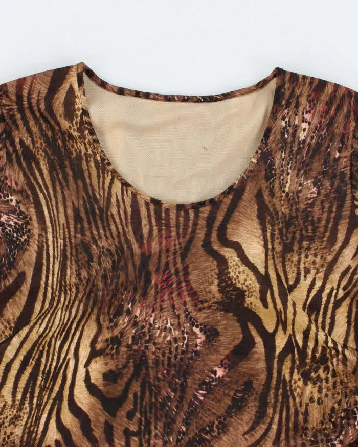 Vintage Y2k 00s Animal Print Double Mesh Ruched Top - L sold by Rokit product image thumbnail 3
