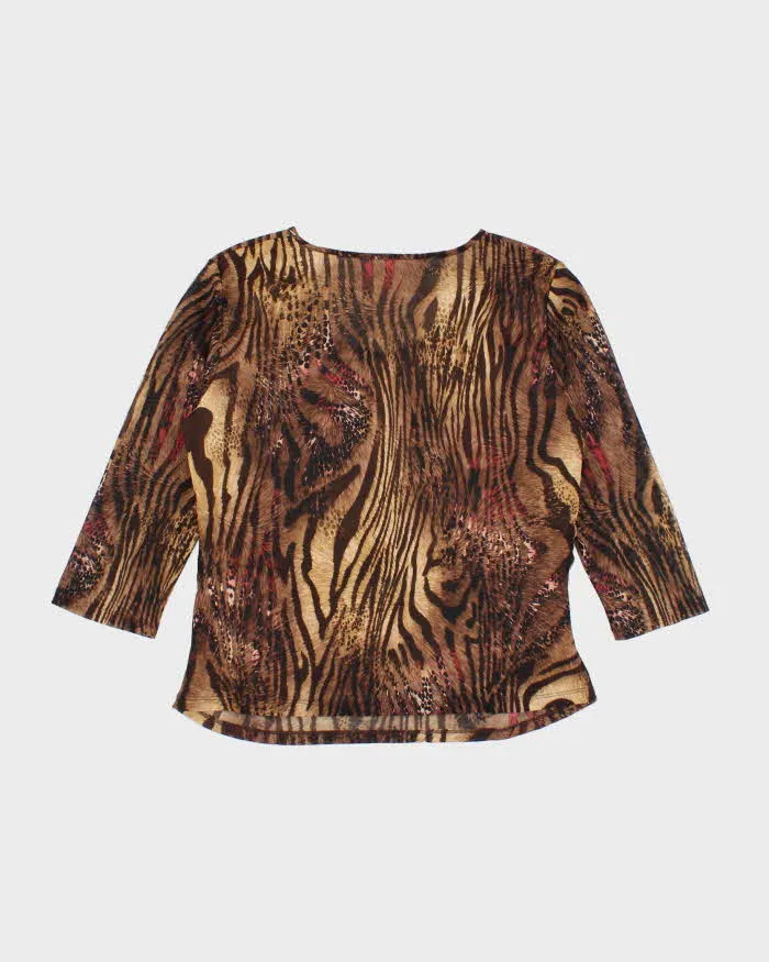 Vintage Y2k 00s Animal Print Double Mesh Ruched Top - L sold by Rokit product image thumbnail 2