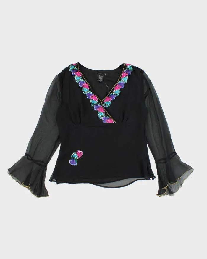 Vintage Silkland Sequin Beaded Silk Top - S sold by Rokit