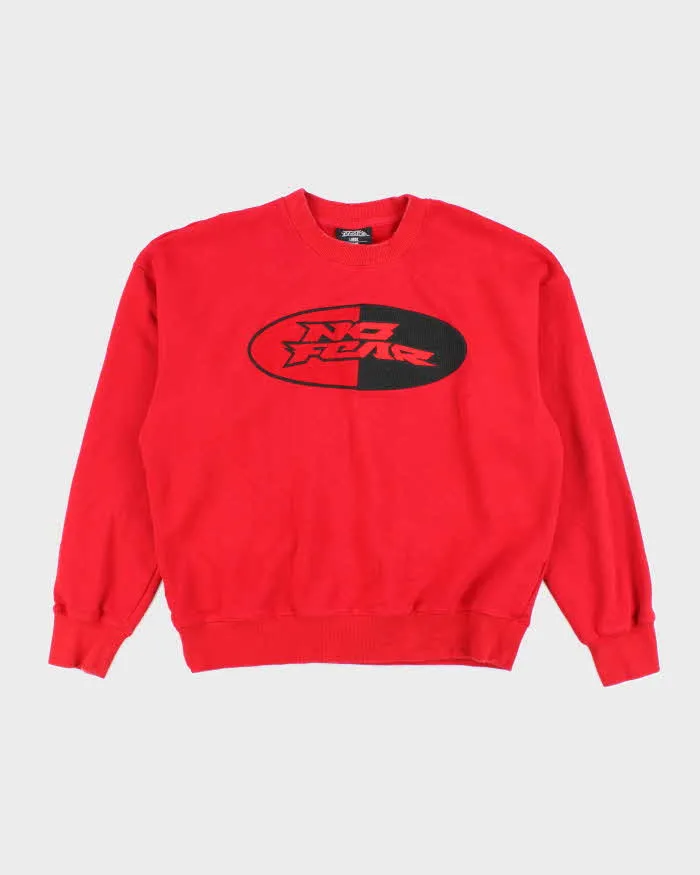 Vintage Y2K No Fear Boxy Big Centre Logo Sweatshirt - L sold by Rokit