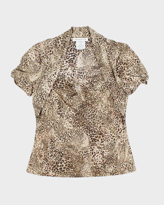Vintage Y2k 00s Laura Leopard Print Sparkly Top - M sold by Rokit