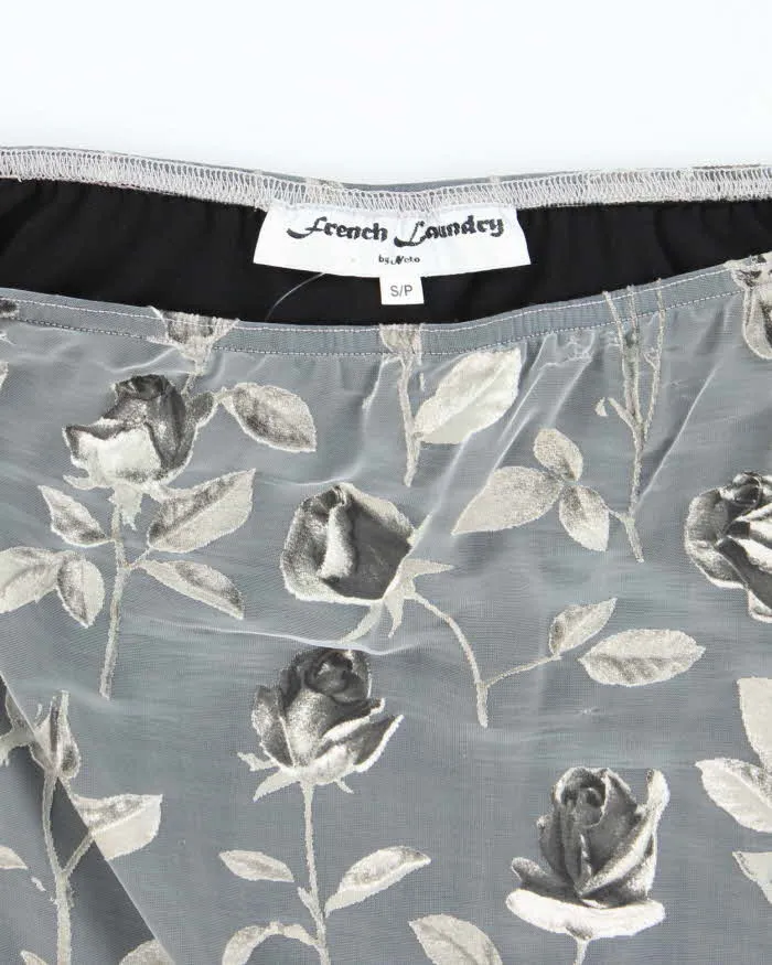 Vintage 90s French Laundry Mesh Handkerchief Hem Floral Skirt - S sold by Rokit product image thumbnail 3