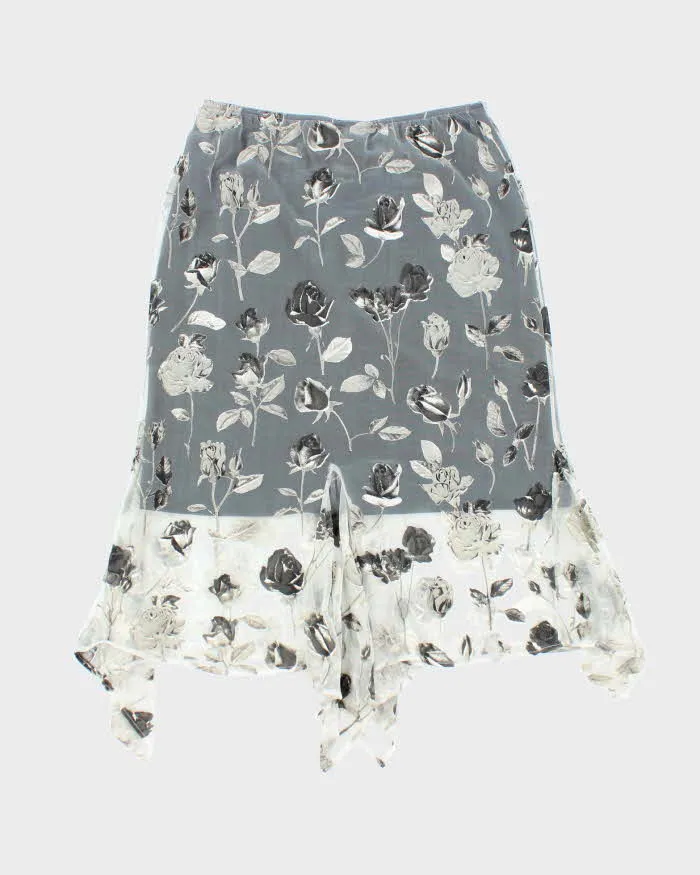 Vintage 90s French Laundry Mesh Handkerchief Hem Floral Skirt - S sold by Rokit product image thumbnail 2