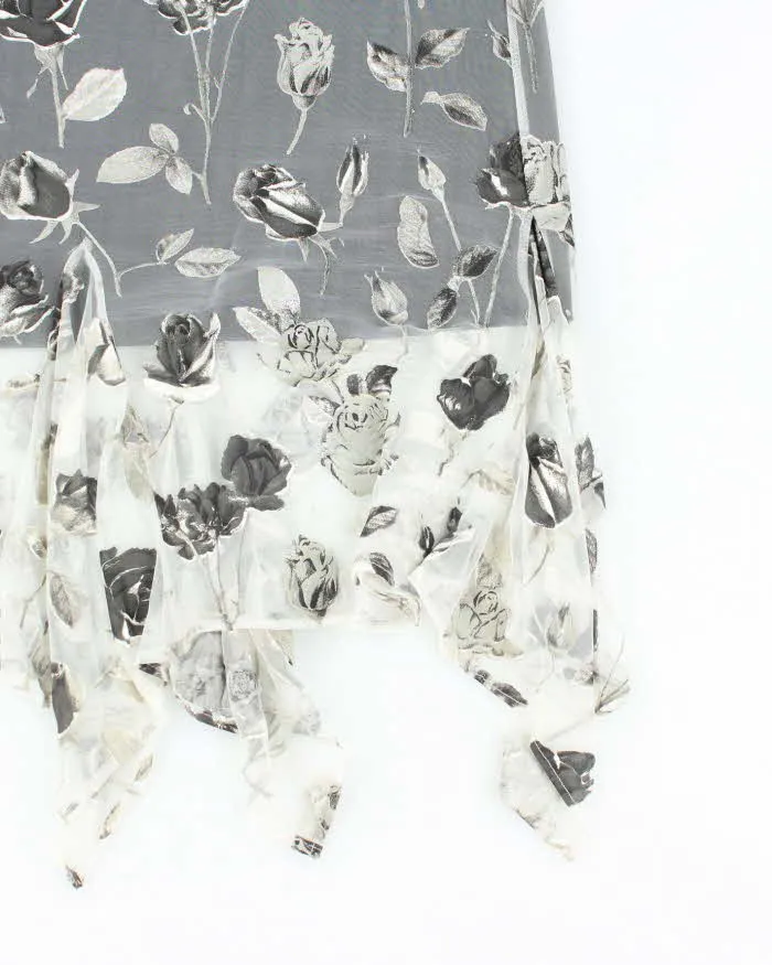 Vintage 90s French Laundry Mesh Handkerchief Hem Floral Skirt - S sold by Rokit product image thumbnail 4