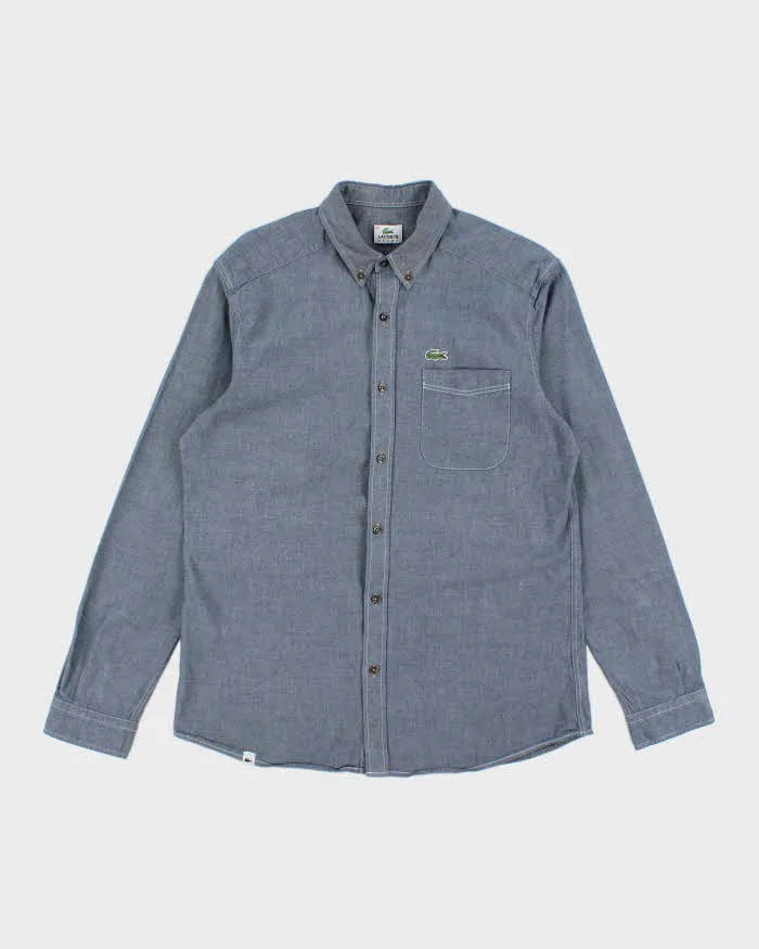 Vintage Lacoste Blue Plain Button Up Shirt - M sold by Rokit