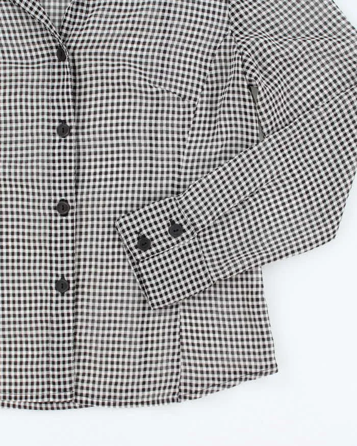 Vintage 90s Current Gingham Mesh Blouse - L sold by Rokit product image thumbnail 4
