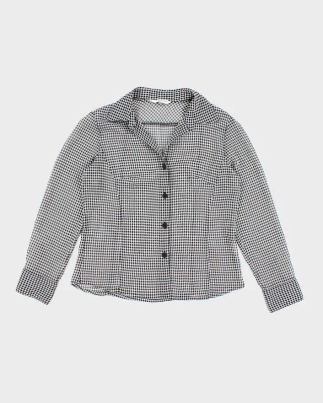 Vintage 90s Current Gingham Mesh Blouse - L sold by Rokit