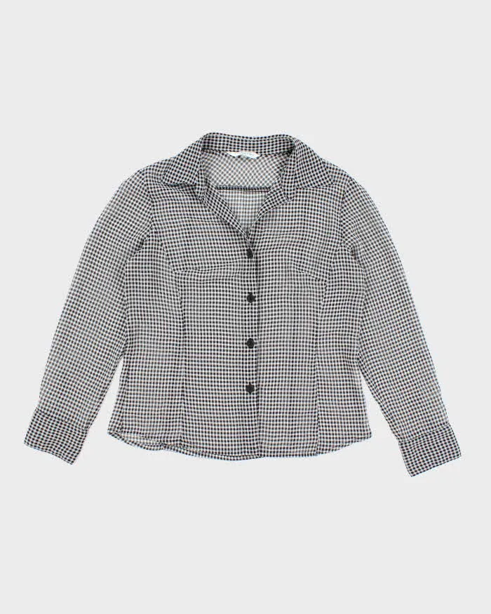 Vintage 90s Current Gingham Mesh Blouse - L sold by Rokit