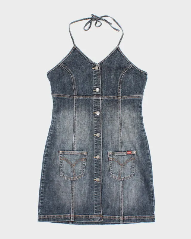 Vintage Y2k 00s Dish Denim Halter Neck Dress - M sold by Rokit