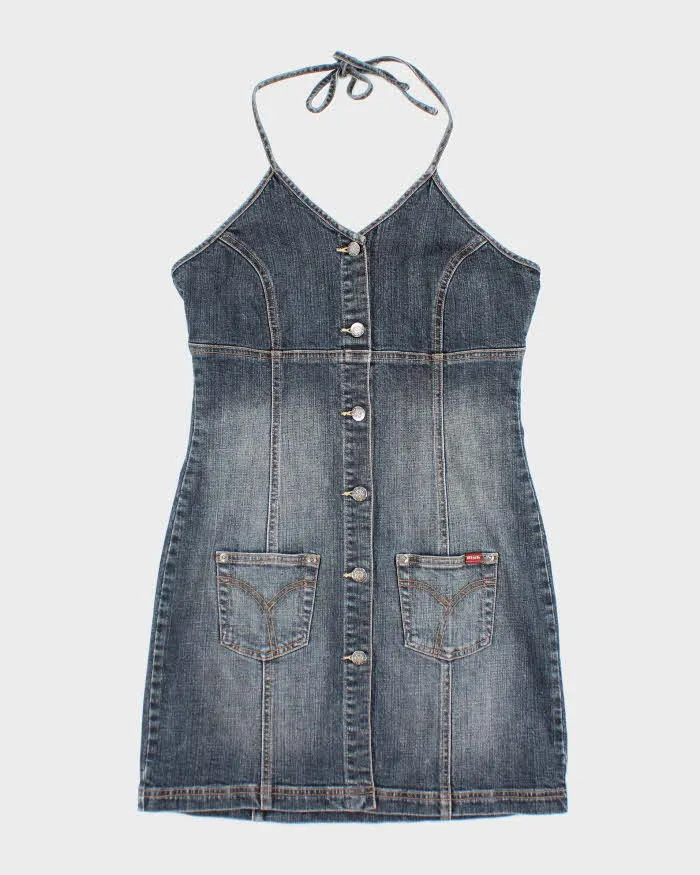 Vintage Y2k 00s Dish Denim Halter Neck Dress - M sold by Rokit
