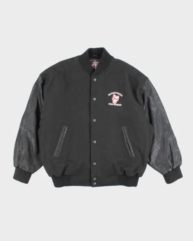 Vintage 90's Calgary Hitmen Heavyweight Leather Embroidered Varsity Jacket - XL sold by Rokit