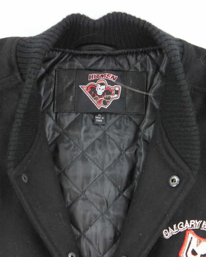 Vintage 90's Calgary Hitmen Heavyweight Leather Embroidered Varsity Jacket - XL sold by Rokit product image thumbnail 5