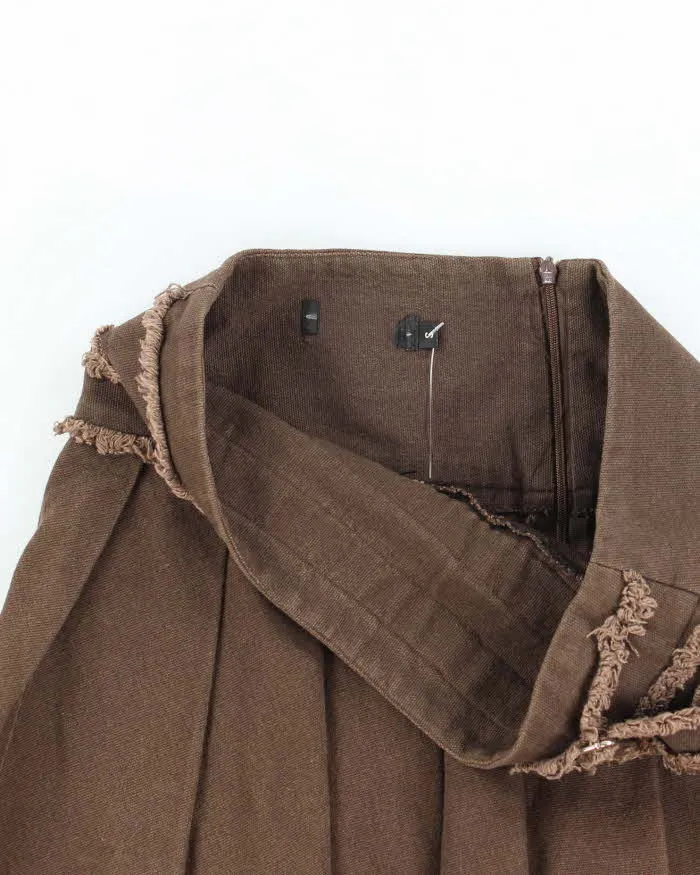 Vintage Y2k 00s Brown Pleated Asymetrix Denim Skirt - S sold by Rokit product image thumbnail 4