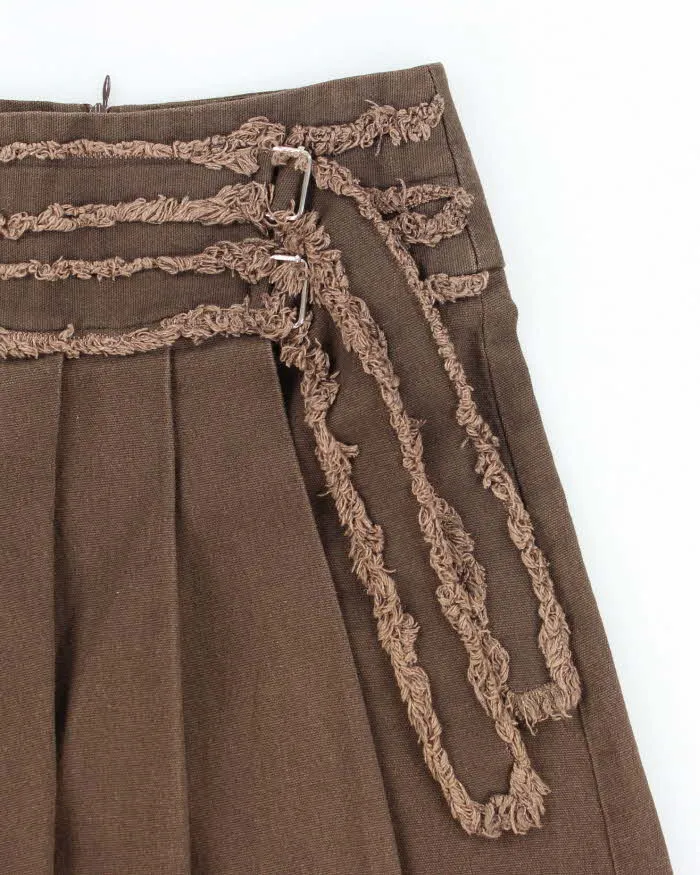 Vintage Y2k 00s Brown Pleated Asymetrix Denim Skirt - S sold by Rokit product image thumbnail 3