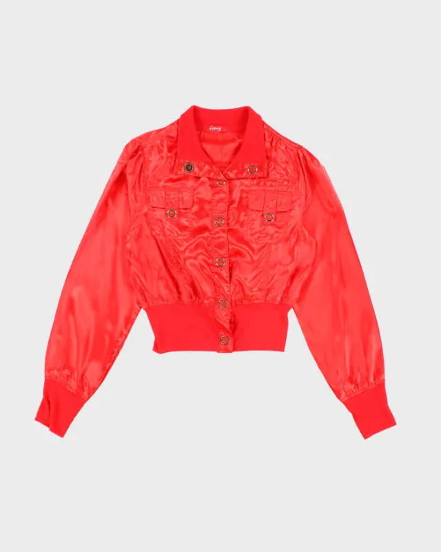 Vintage Y2k 00s Lipsy Red Satin Lightweight Bomber Jacket -  S sold by Rokit