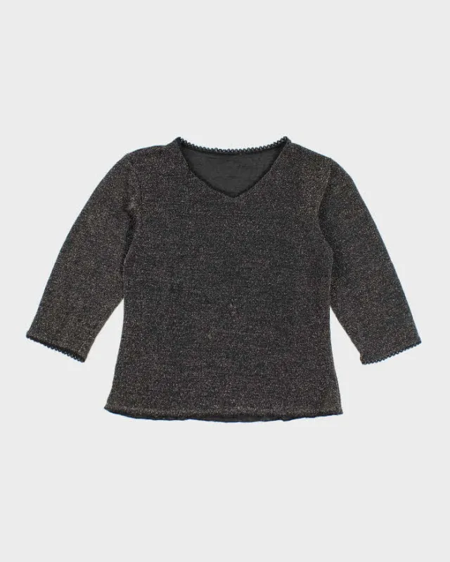 Vintage Y2k 00s Glitter Sparkly Glitter Mesh Top - S sold by Rokit