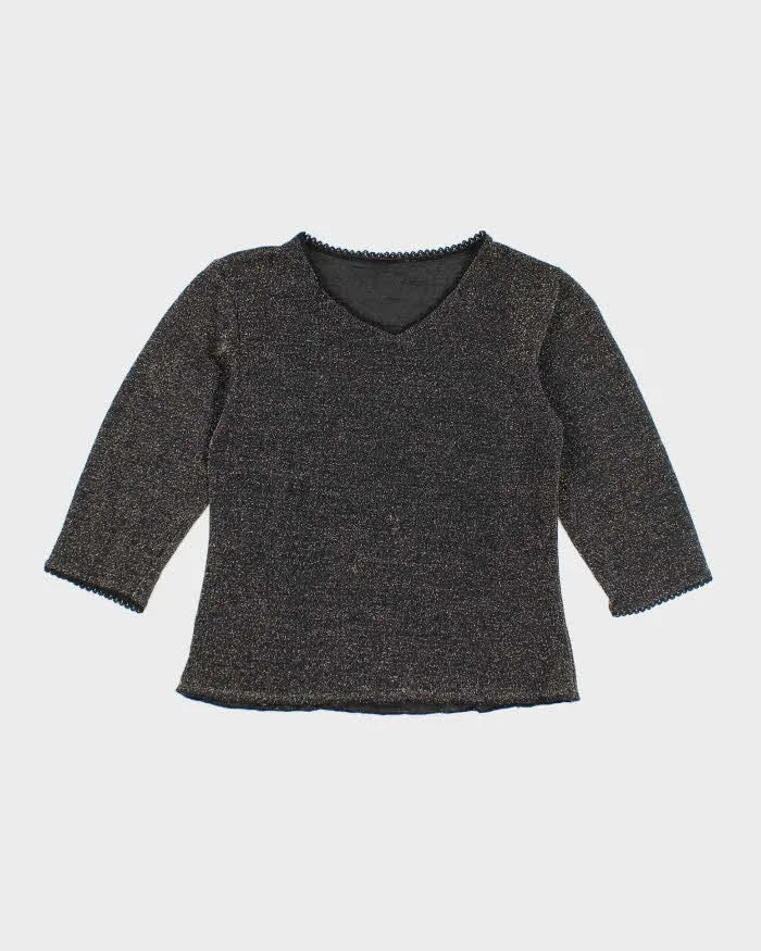 Vintage Y2k 00s Glitter Sparkly Glitter Mesh Top - S sold by Rokit