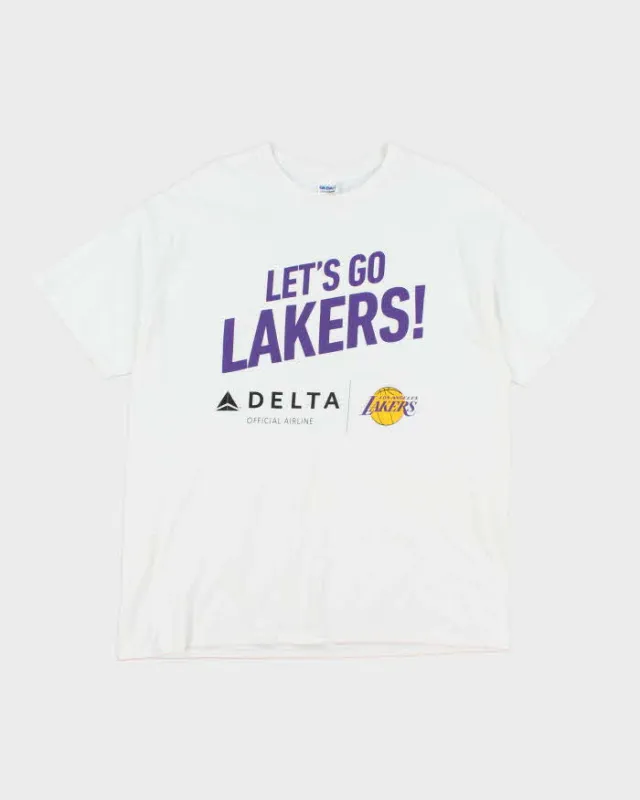 Vintage 2000's Lets Go Lakers NBA Graphic T-Shirt - XL made by Rokit