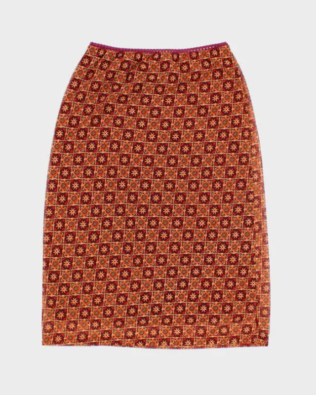 Vintage 90s Wanted Pattern Midi Skirt - S sold by Rokit